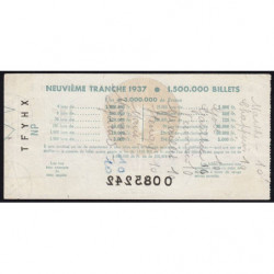 1937 - Loterie Nationale - 9e tranche - Entier - Etat : TTB
