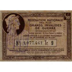 1937 - Loterie Nationale - 9e tranche - 1/10ème - Invalides de guerre - Etat : TTB