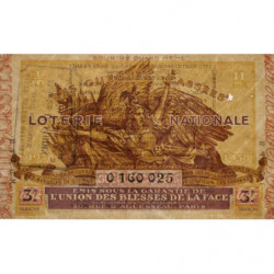 1938 - Loterie Nationale - 3e tranche - 1/10ème - Gueules cassées - Etat : TTB