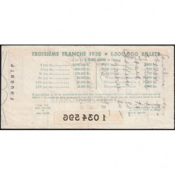 1938 - Loterie Nationale - 3e tranche - Etat : TTB