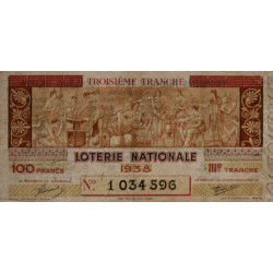 1938 - Loterie Nationale - 3e tranche - Etat : TTB