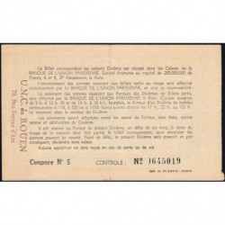 1938 - Loterie Nationale - 6e tranche - 1/10ème - Union Nat. des Combattants - Etat : TTB+