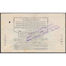 1938 - Loterie Nationale - 7e tranche - 1/10ème - Gueules cassées - Etat : TTB