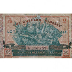 1938 - Loterie Nationale - 9e tranche - 1/10ème - Gueules cassées - Etat : TTB