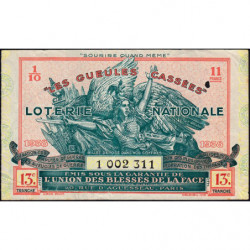 1938 - Loterie Nationale - 13e tranche - 1/10ème - Gueules cassées - Etat : TB+