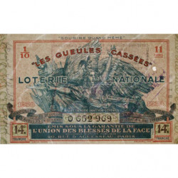 1938 - Loterie Nationale - 14e tranche - 1/10ème - Gueules cassées - Etat : TTB