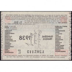 1938 - Loterie Nationale - 15e tranche - 1/10ème - Crédit du Nord - Etat : SUP