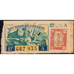 1942 - Loterie Nationale - 27e tranche - 1/10ème - Gueules cassées - Etat : B+