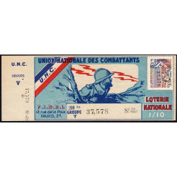 1957 - Loterie Nationale - 8e tranche - 1/10ème - Union Nat. des Combattants - Etat : SUP