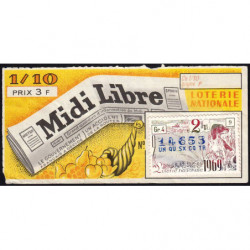 1969 - Loterie Nationale - 2e tranche - 1/10ème - Midi Libre