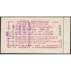 1939 - Loterie Nationale - 4e tranche - 1/100ème - Société d'Encouragement - Etat : SPL