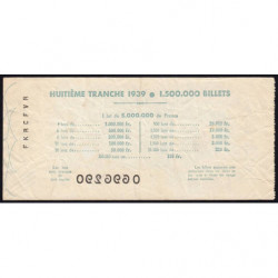 1939 - Loterie Nationale - 8e tranche - Etat : TB+