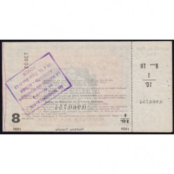 1939 - Loterie Nationale - 8e tranche - 1/10ème - Mutilés des Yeux - Etat : SUP