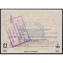 1939 - Loterie Nationale - 13e tranche - 1/10ème - Mutilés des Yeux - Etat : SUP+