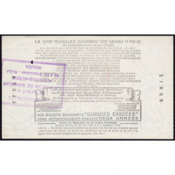 1939 - Loterie Nationale - 14e tranche - 1/10ème - Gueules cassées - Etat : SUP+