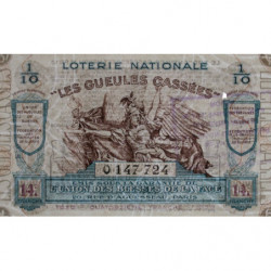 1939 - Loterie Nationale - 14e tranche - 1/10ème - Gueules cassées - Etat : SUP+