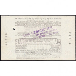 1939 - Loterie Nationale - 14e tranche - 1/10ème - Gueules cassées - Etat : SUP+