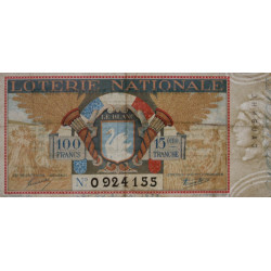 1939 - Loterie Nationale - 15e tranche - Etat : TB+