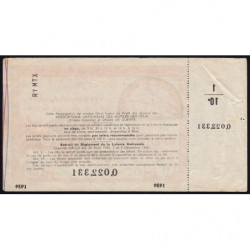 1939 - Loterie Nationale - Tranche spéciale - 1/10ème - Grand Prix de Paris - Etat : TTB