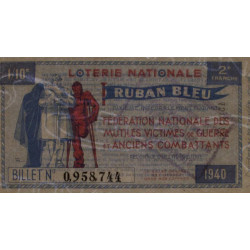 1940 - Loterie Nationale - 2e tranche - 1/10ème - Ruban bleu - Etat : SPL