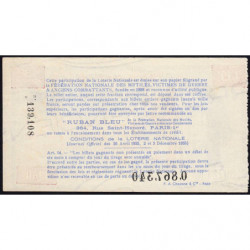 1940 - Loterie Nationale - 3e tranche - 1/10ème - Ruban bleu - Etat : SUP+