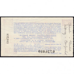1940 - Loterie Nationale - 4e tranche - 1/10ème - Ruban bleu - Etat : SUP
