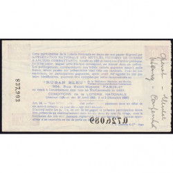 1940 - Loterie Nationale - 4e tranche - 1/10ème - Ruban bleu - Etat : SUP