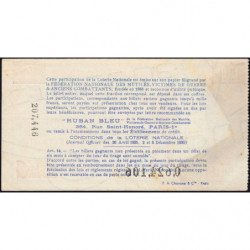 1940 - Loterie Nationale - 7e tranche - 1/10ème - Ruban bleu - Etat : SUP