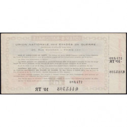 1940 - Loterie Nationale - 10e tranche - 1/10ème - Union Nat. des Evadés - Etat : SUP
