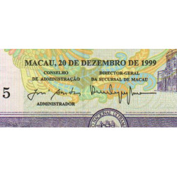 Chine - Macao - Pick 71 - 20 patacas - Série KQ - 20/12/1999 - Etat : NEUF