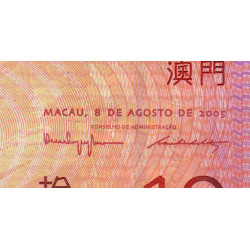Chine - Macao - Pick 80a - 10 patacas - Série AR - 08/08/2005 (2006) - Etat : NEUF