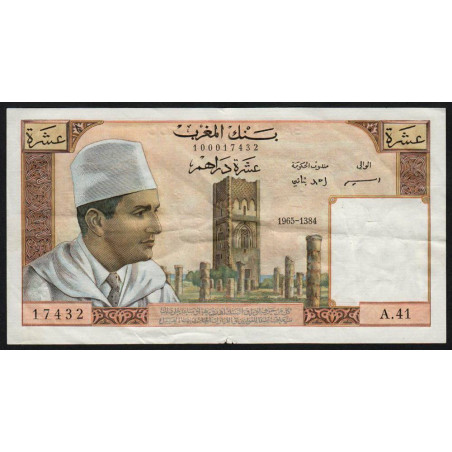 Maroc - Pick 54c - 10 dirhams - Série A.41 - 1965 - Etat : TTB-