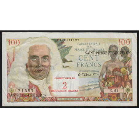 St-Pierre et Miquelon - Pick 32 - 2 nouv. francs sur 100 francs - Série E.81 - 1963 - Etat : TTB+