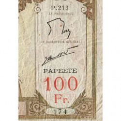 Tahiti - Papeete - Pick 14d - 100 francs - Série P.231 - 1961 - Etat : TB-