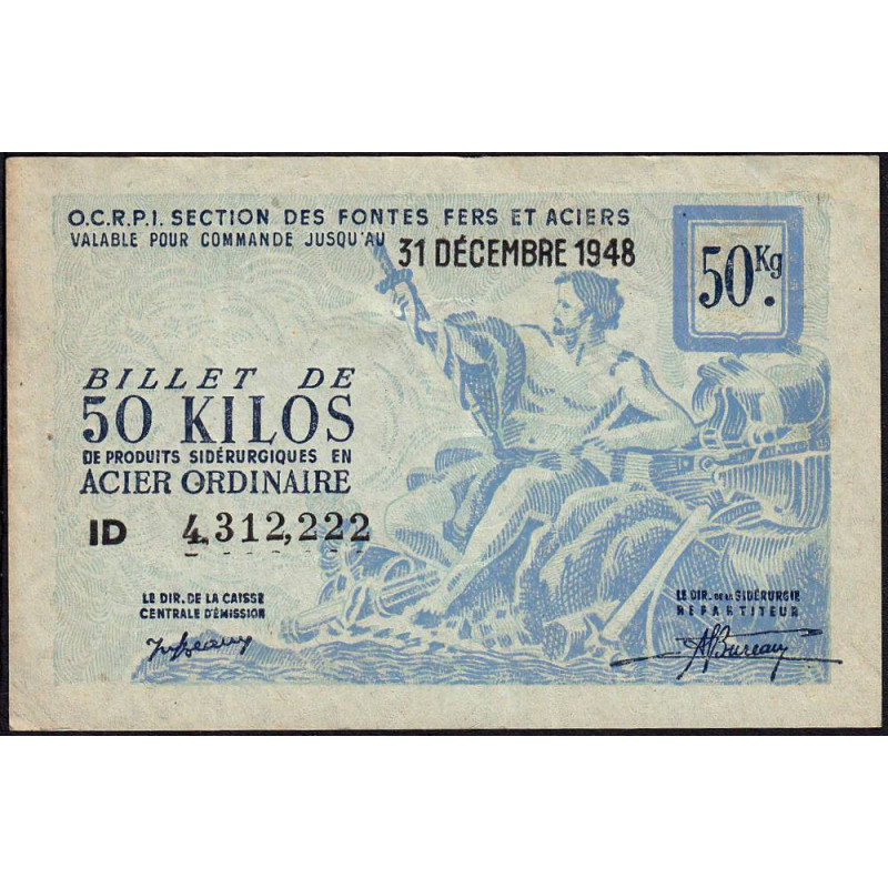 50 kg acier ordinaire - 31/12/1948 - Non endossé - Série ID - Etat : TB+