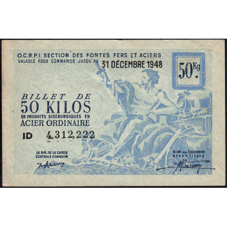 50 kg acier ordinaire - 31/12/1948 - Non endossé - Série ID - Etat : TB+