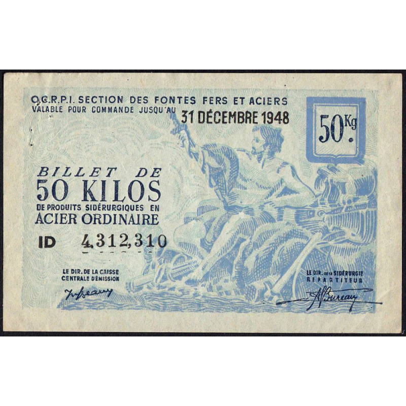 50 kg acier ordinaire - 31/12/1948 - Non endossé - Série ID - Etat : TTB