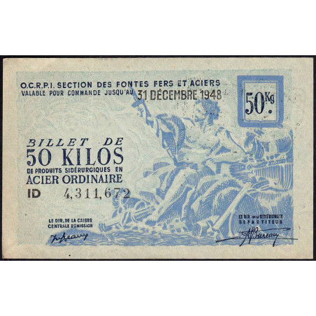 50 kg acier ordinaire - 31/12/1948 - Endossé à Saint-Etienne (42) - Série ID - Etat : SPL