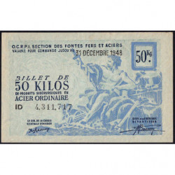 50 kg acier ordinaire - 31/12/1948 - Endossé - Série ID - Etat : SUP+