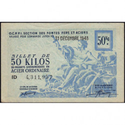 50 kg acier ordinaire - 31/12/1948 - Endossé à Saint-Héand (42) - Série ID - Etat : SUP+