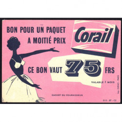 75 - Paris - Lessive Corail - Bon de 75 francs - 1957 - Etat : SUP