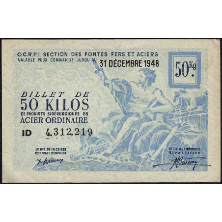 50 kg acier ordinaire - 31/12/1948 - Non endossé - Série ID - Etat : TTB+