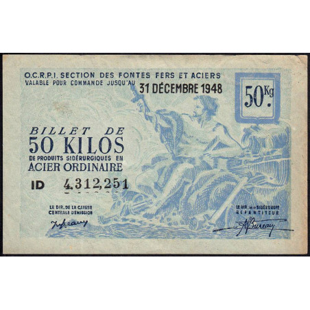 50 kg acier ordinaire - 31/12/1948 - Non endossé - Série ID - Etat : TTB