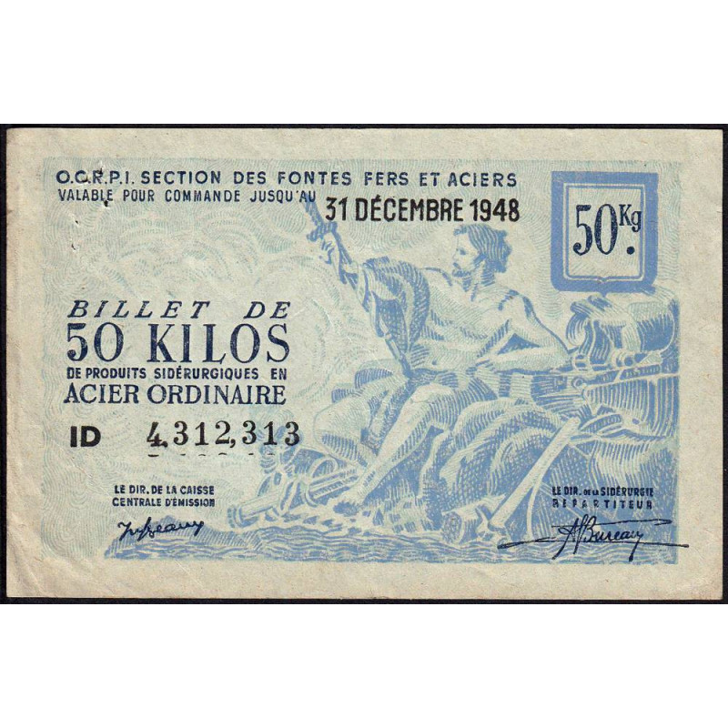50 kg acier ordinaire - 31/12/1948 - Non endossé - Série ID - Etat : TB+