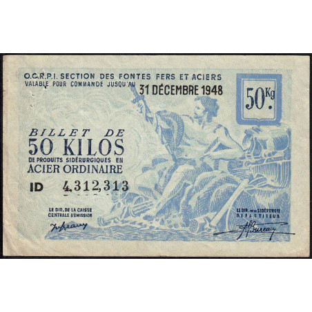 50 kg acier ordinaire - 31/12/1948 - Non endossé - Série ID - Etat : TB+