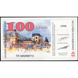 Billet savoisien - 100 Livres savoisiennes - 1998 - 1ère émission - Etat : NEUF