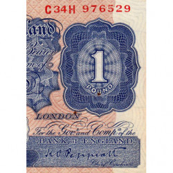Grande-Bretagne - Pick 367a - 1 pound - 1940 - Etat : SUP
