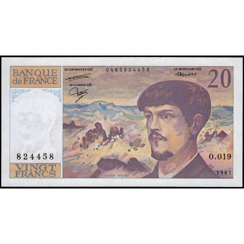 F 66-08 - 1987 - 20 francs - Debussy - Série O.019 - Etat : SUP+