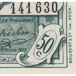 Auch (Gers) - Pirot 15-9 - 50 centimes - Série J - 16/12/1916 - Etat : SPL