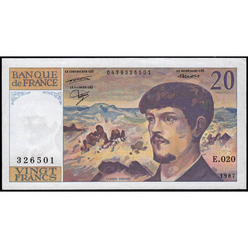 F 66-08 - 1987 - 20 francs - Debussy - Série E.020 - Etat : SUP